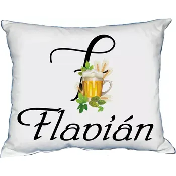 Dekorativní polštářek Polštář s pánským jménem FLAVIÁN Světle zelený (polštářek pánské jméno )