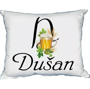 Dekorativní polštářek Polštář s pánským jménem DUŠAN Žlutá (polštářek pánské jméno )