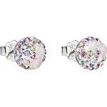 Stříbrné náušnice pecka s krystaly Swarovski růžové kulaté 31136.3
