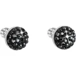Stříbrné náušnice pecka s krystaly Swarovski černé kulaté 31336.5 hematite