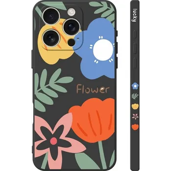 Pouzdro na mobilní telefon Kryt Design iPhone 16 Pro Max Malované květy černý (obal neboli pouzdro na iPhone 16 Pro Max)
