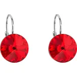 Stříbrné náušnice visací s krystaly Swarovski červené kulaté 31106.3