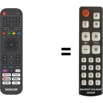 Dálkový ovladač Sencor SLE32S700TCS, SLE 32S700TCS náhradní dálkový ovladač pro seniory.