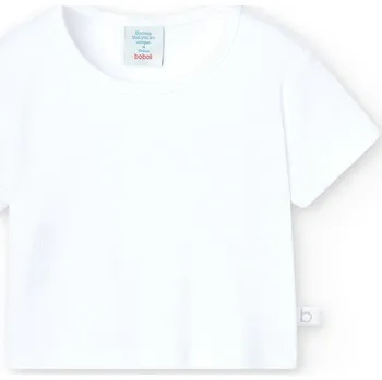 Dívčí tričko Tričko s krátkým rukávem, bílá barva, žebrování, holka, Boboli Velikosti: 128