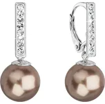 Stříbrné visací náušnice se Swarovski perlou a krystaly 71121.3 bronze