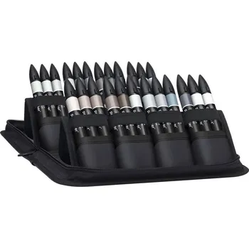 Lihové fixy WINSOR & NEWTON Promarker Fine & Chisel, 24ks BLACK AND GREY v penále