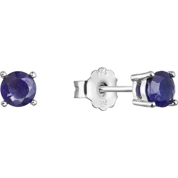Náušnice Stříbrné náušnice pecky temně modré safíry 11483.3