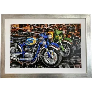 Obraz Bondecor Obraz tisk v rámu MDF, plexi sklo, 37x53 cm, Motorky