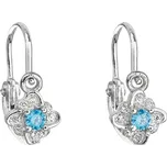 Stříbrné dětské náušnice visací se zirkonem modrá kytička 11175.3