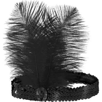 Karnevalový doplněk Party Pal Čelenka Charleston černá s peřím a krystalem