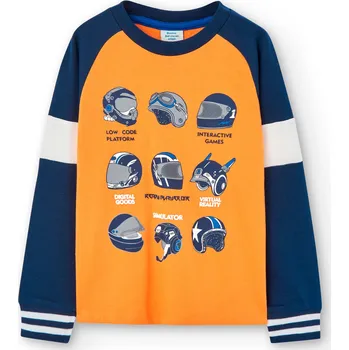 Chlapecké tričko Tričko s dlouhým rukávem, šedo oranžová barva, Boboli Velikosti: 128