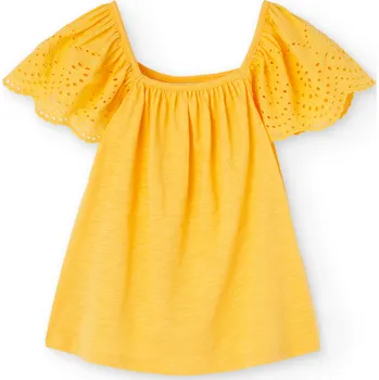 Dívčí tričko Tričko s krajkovým rukávem, žluté barvy, dívka, Boboli Velikosti: 162
