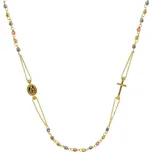 Zlatý 14 karátový náhrdelník růženec s křížem a medailonkem s Pannou Marií RŽ06 multi