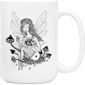 Hrnek velký s potiskem Keramický hrneček psychedelická víla