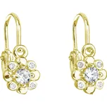 Pozlacené stříbrné dětské náušnice visací se zirkonem bílá kytička 11174.1