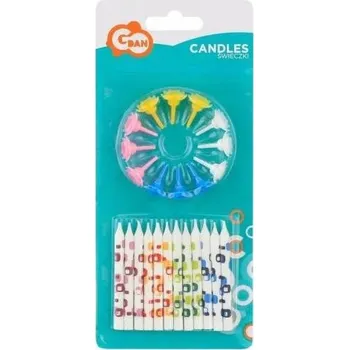 Dortová svíčka GoDan Svíčky dortové bílé s potiskem 6,3 cm/12 ks