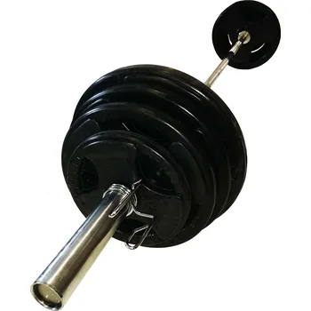 Olympijská činka s pogumovanými kotouči - 127,5 kg