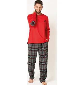 Pánské pyžamo Key pyžamo pánské MNS 400 - červená, XL (Pánské bavlněné pyžamo Key)