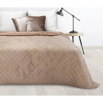 Přehoz na lůžko Sametový přehoz na postel LUIZ6 s lesklým mramorovým vzorem - béžový Rozměr přehozu (šířka x délka): 200x220cm