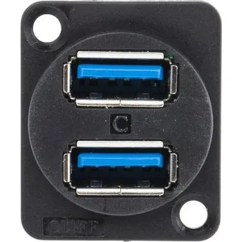 USB hub Konektor USB, počet portů: 2 porty, orientace těla: Horizontální, Samice verze 3.0, Montáž na panel, Pájení