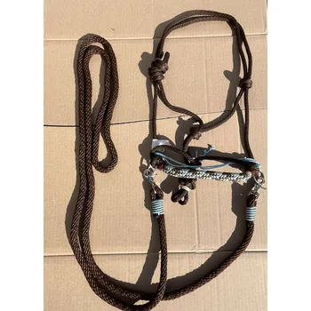 Sedlářská výroba Provazová ohlávka jezdecká s otěžemi, Hnědá Velikost: FULL