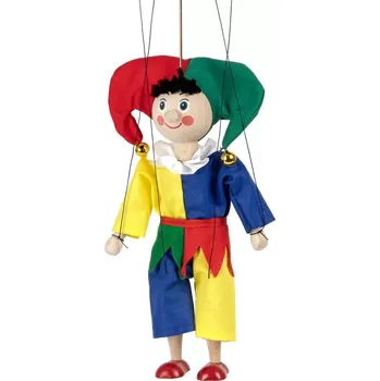 loutka MÚ Brno, loutka Šašek 20 cm, dřevěná loutka