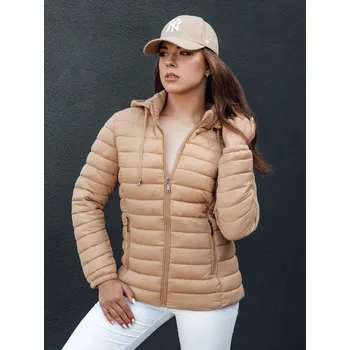 Dámská softshellová bunda Dámská prošívaná bunda s kapucí EU FEMMODA - L Barva: Béžová, Velikost: L