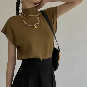 Dámská halenka Dámská halenka se stojatým límcem Barva: Kávová, Velikost: ONE SIZE