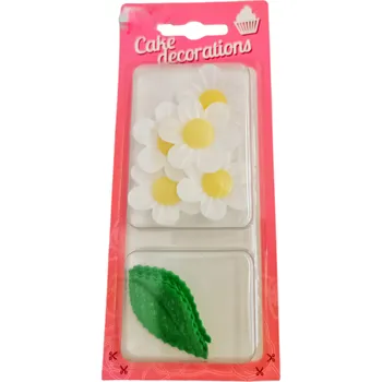 Jedlá dekorace na dort Rose Decor Dekorace z jedlého papíru Pomněnky s lístky (více barevných variant) Varianta: Pomněnky bílé s lístky (11ks)