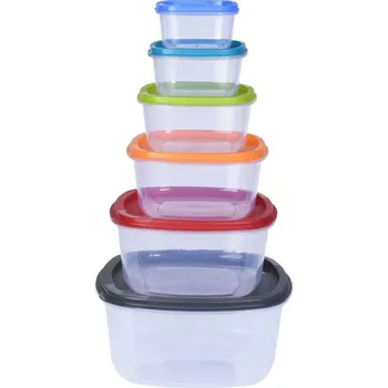 Dóza na potraviny box-sada 6ks, (0,2/0,4/0,7/1,2/2/3,3l), barevný, plast