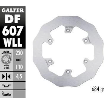 Brzdový kotouč BRZDOVÝ KOTOUČ S PEVNOU VLNOU DF607WLL