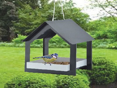 Krmítko pro ptáčky MODERN HOUSE, 19x23cm, atracitová/bílá|Esschert Design