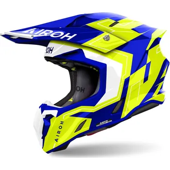Helma na motorku Motokrosová helma Airoh Twist 3 Dizzy lesklá modro-žlutá XS