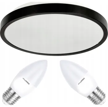 BERGE LED stropní svítidlo 2xE27 IP20 LARI-R BLACK + 2x E27 10W teplá bílá svíčka 8360_2XEP0103