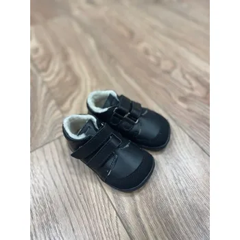 Chlapecká zimní obuv Beda barefoot Zimní kožené boty s kožíškem a membránou - Just Black (BF 0001/W/MK/SO), Boty Beda Velikost: 21