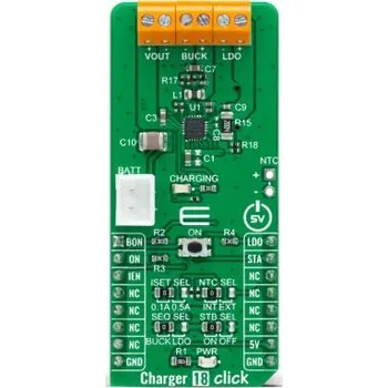 Nabíječka baterií Vývojová sada pro řízení napájení, Charger 18 Click, Nabíječka baterií, MikroElektronika