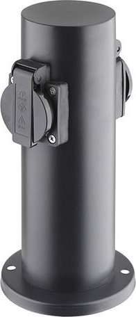 SOLIGHT PG10B zahradní sloupek IP44, nerez ocel, 2 zásuvky, válec, černý