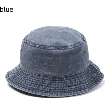 Klobouk Retro skládací letní bavlněný klobouk | Ochrana před sluncem - modrý