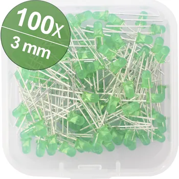 Dioda Quadrios sada LED zelená 3 mm 20 mA 2.0 V