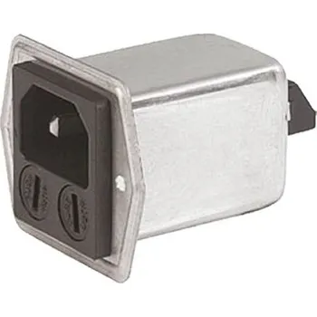 Tříděný konektor IEC, Samec C14, C18, Montáž na panel 5 x 20mm, Rychlé připojení, 1A, 250 V AC, 50 Hz, 60 Hz