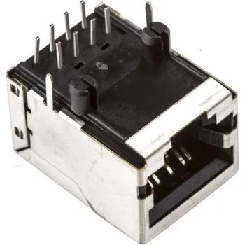 Elektrický konektor Konektor RJ45 Cat5e, počet cest: 8, pravoúhlý, Průchozí otvor, Samice, počet portů: 1