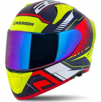 Helma na motorku Přilba Aero Drome, CASSIDA (modrá met./žlutá/oranžová/červená/bílá) 2026 2XL (63 až 64 cm)