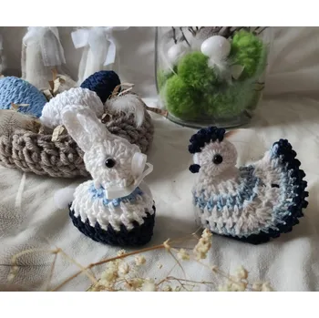 Velikonoční dekorace Slepička a zajíček, cibulák 1