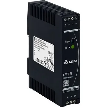 spínaný zdroj Delta Electronics Spínaný Napájecí zdroj na lištu DIN, výstup: 12V dc, 6.25A, vstupní: 85 → 264V ac,75W