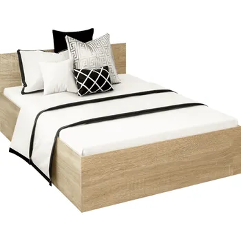 Postel Postel s kovovým roštem a úložným prostorem, 140x200, dub sonoma, DOLI