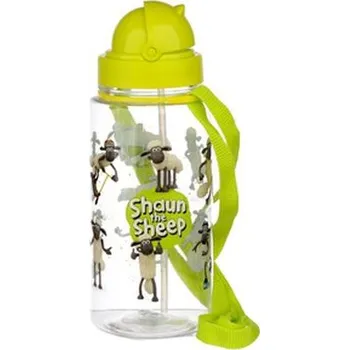 láhev 0,45l Ovečka SHAUN, brčko, víčko, dětská, d7x23cm závěs, plast