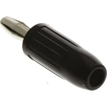 Krokosvorka Banánek, 15A, 4 mm, Černá, Samec, materiál kontaktu: Mosaz, fosforový bronz, délka: 26mm Banánek