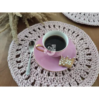 prostírání Háčkované prostírání pudrově růžové