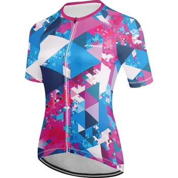 cyklistický dres Dámský cyklistický dres, Frike®, B7, růžová modrá bílá, 2023 Velikost: L