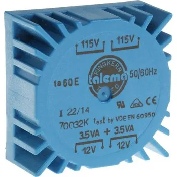 Transformátor Toroidní transformátor, počet výstupů: 2, sekundární napětí: 2 x 12V ac, Plošný spoj, Kolík, 49.7 x 49.7 x 23.1mm